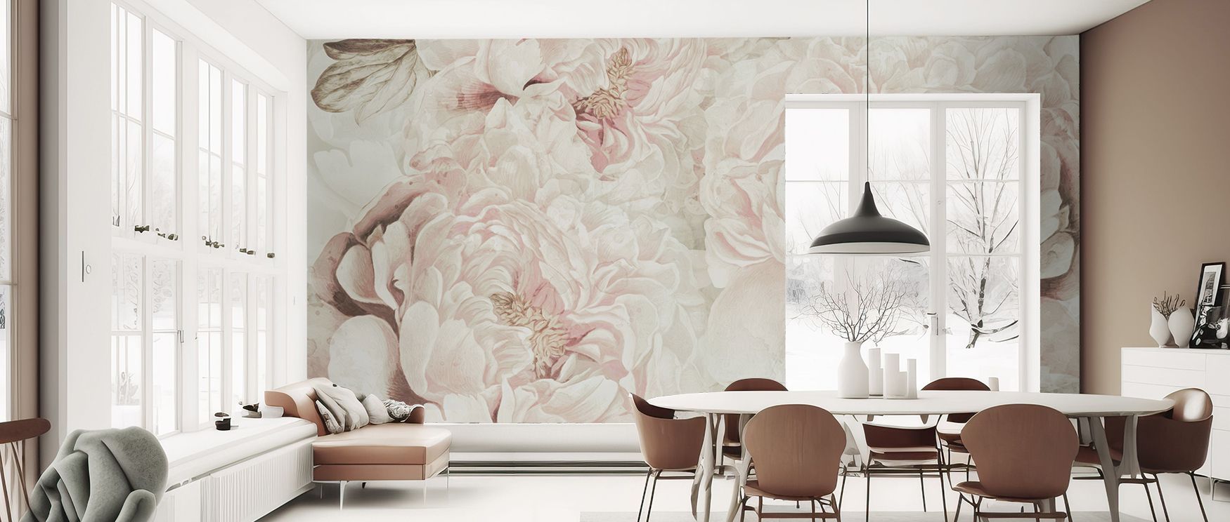 Delicacy defines the Pions Dream Wallpaper, where peonies bloom in layers of rhythm across gentle backdrops. Each motif conveys serenity, enriching interiors with floral charm. The design radiates refinement, turning walls into expressive surfaces. Suitab
