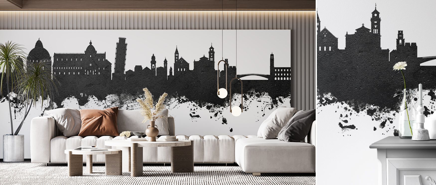 The Pisa Italy Skyline Black & White Wallpaper enriches interiors with cultural artistry through silhouettes layered across monochrome tones. Each form conveys heritage, offering clarity and balance. The design radiates refinement, turning walls into canv