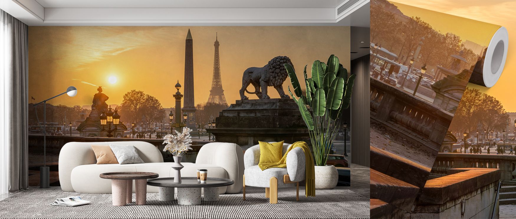 Sunset grace flows in the Place de la Concorde at Sunset Wallpaper, where architectural motifs stand against glowing skies. Each element conveys rhythm and refinement, enriching interiors with charm. The design radiates elegance, turning walls into canvas