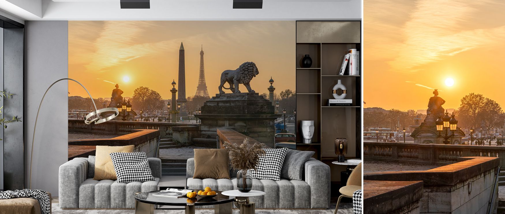 Parisian elegance resonates in the Place de la Concorde at Sunset Wallpaper, where architectural motifs arranged in rhythm glow within golden skies. Each element conveys refinement, enriching atmosphere with serenity. The design radiates charm, making wal