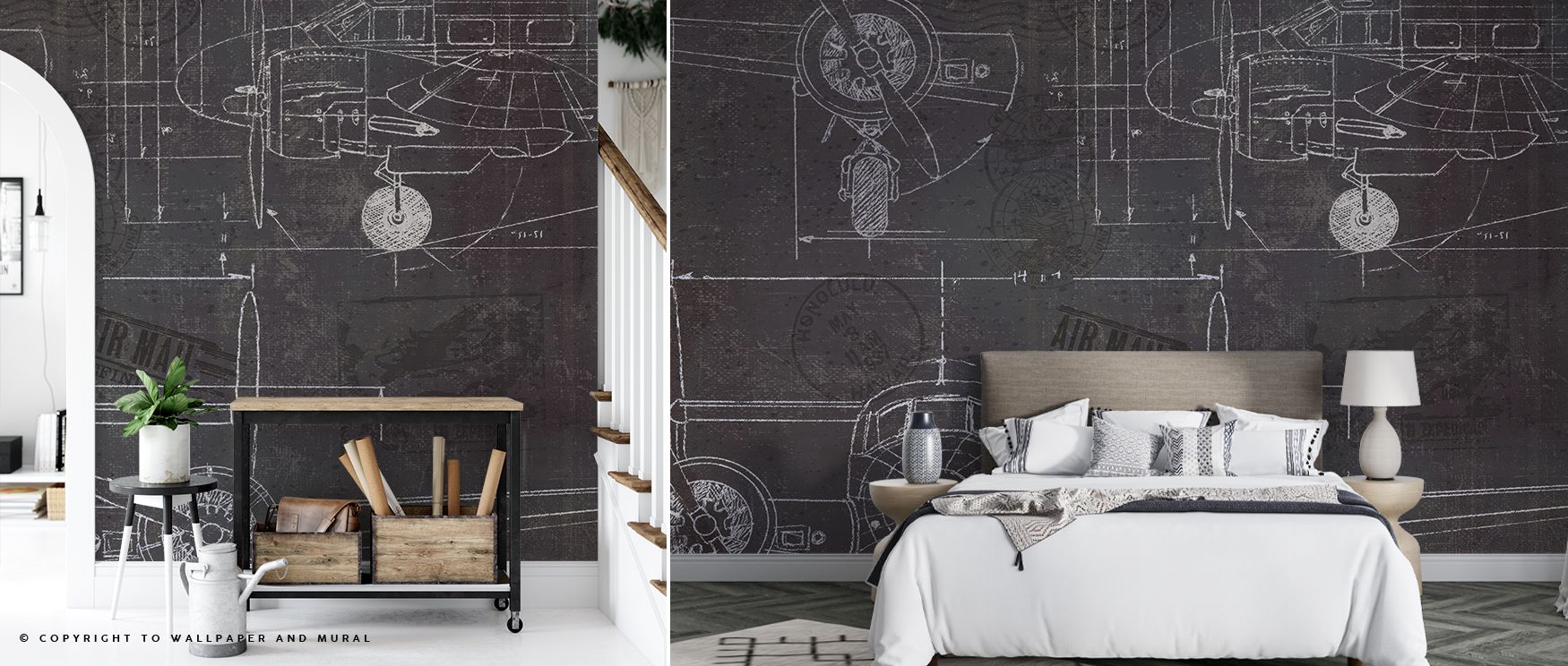 Structural elegance defines the Plane Blueprint II Wallpaper, where aviation details stretch across rhythmic surfaces with clarity. Each motif conveys refinement, enriching atmosphere with charm. The design radiates sophistication, turning walls into expr