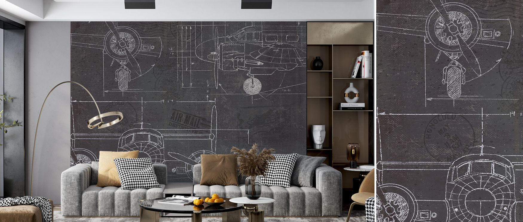 Elegance flows in the Plane Blueprint II Wallpaper, where aviation schematics layered across tranquil tones create rhythm and refinement. Each motif conveys clarity, enriching atmosphere with charm. The design reflects structural artistry, turning walls i