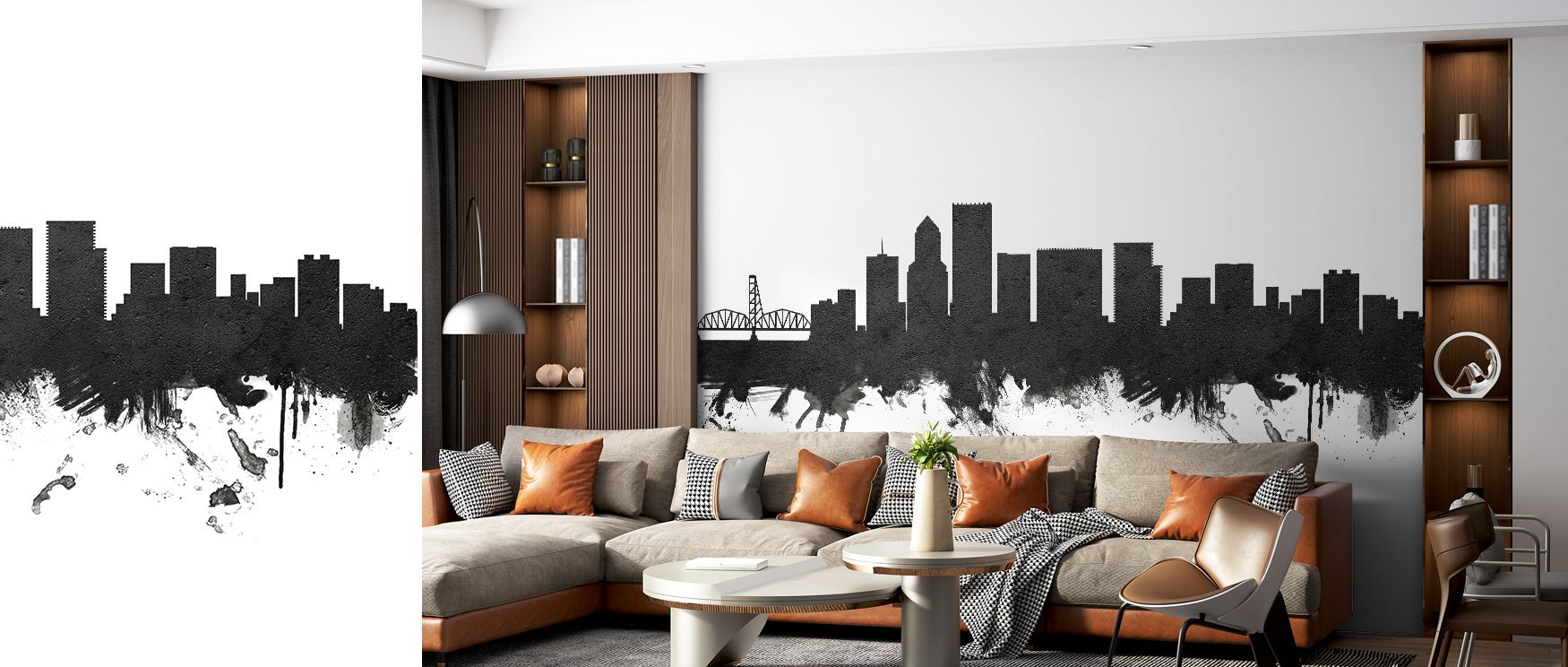 Charm shines in the Portland Oregon Skyline Black & White Wallpaper, where city motifs arranged across monochrome backdrops convey refinement. Each detail enriches atmosphere with grace, radiating sophistication. The design reflects heritage artistry, mak