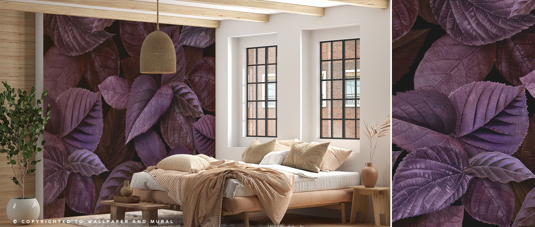 Purple Leaves Wallpaper radiates refinement through layered leaves arranged across calming tones. Each detail conveys serenity, enriching atmosphere with rhythm and balance. The design reflects natural artistry, turning walls into canvases of elegance. Pe