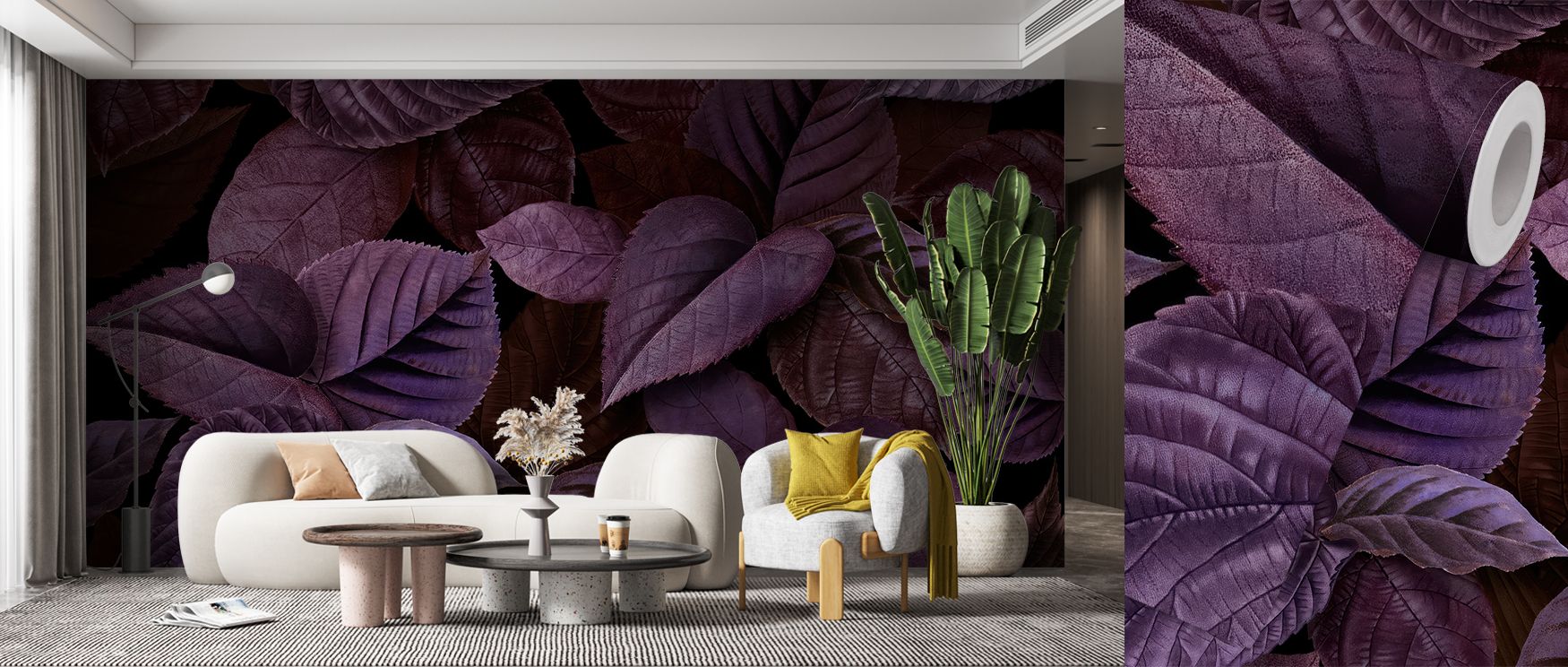 Calm rhythm flows in the Purple Leaves Wallpaper, where motifs arranged across serene backdrops convey balance and charm. Each detail reflects refinement, enriching interiors with clarity. The design radiates grace, turning walls into canvases filled with