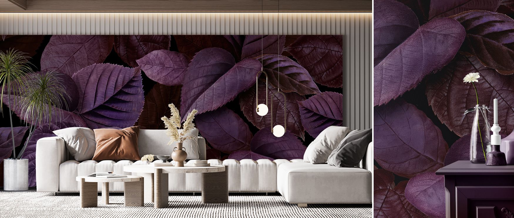 Elegance defines the Purple Leaves Wallpaper, where leaf patterns bloom across tranquil tones with rhythm. Each motif conveys clarity, enriching atmosphere with charm. The design radiates refinement, making walls expressive with botanical grace. Perfect f