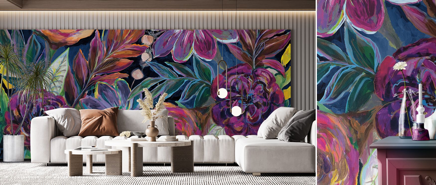 An atmosphere of artistic rhythm emerges within the Purple Perplexed Wallpaper, where undulating purple lines create the impression of motion and dimension, drawing the eye into shifting depths of color. Bold plum tones soften into delicate lavender, capt