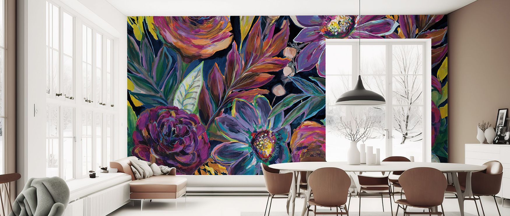 The Purple Perplexed Wallpaper is defined by its vivid tones of purple, ranging from deep indigo to soft lilac, all woven together into flowing abstract patterns that evoke motion. Its aesthetic shifts depending on light, reflecting new facets with each g