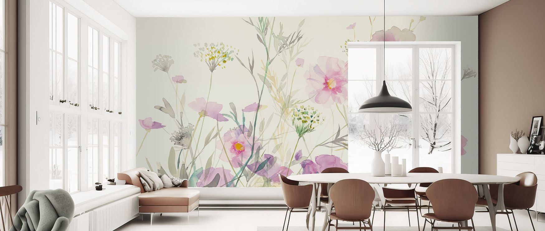 Blossoming imagery defines the Queen Annes Lace and Cosmos Wallpaper, where delicate forms rise in sequence. Each flower contributes to atmosphere, filling bedrooms or living rooms with botanical elegance. Its rhythm conveys natural harmony, a balance of 