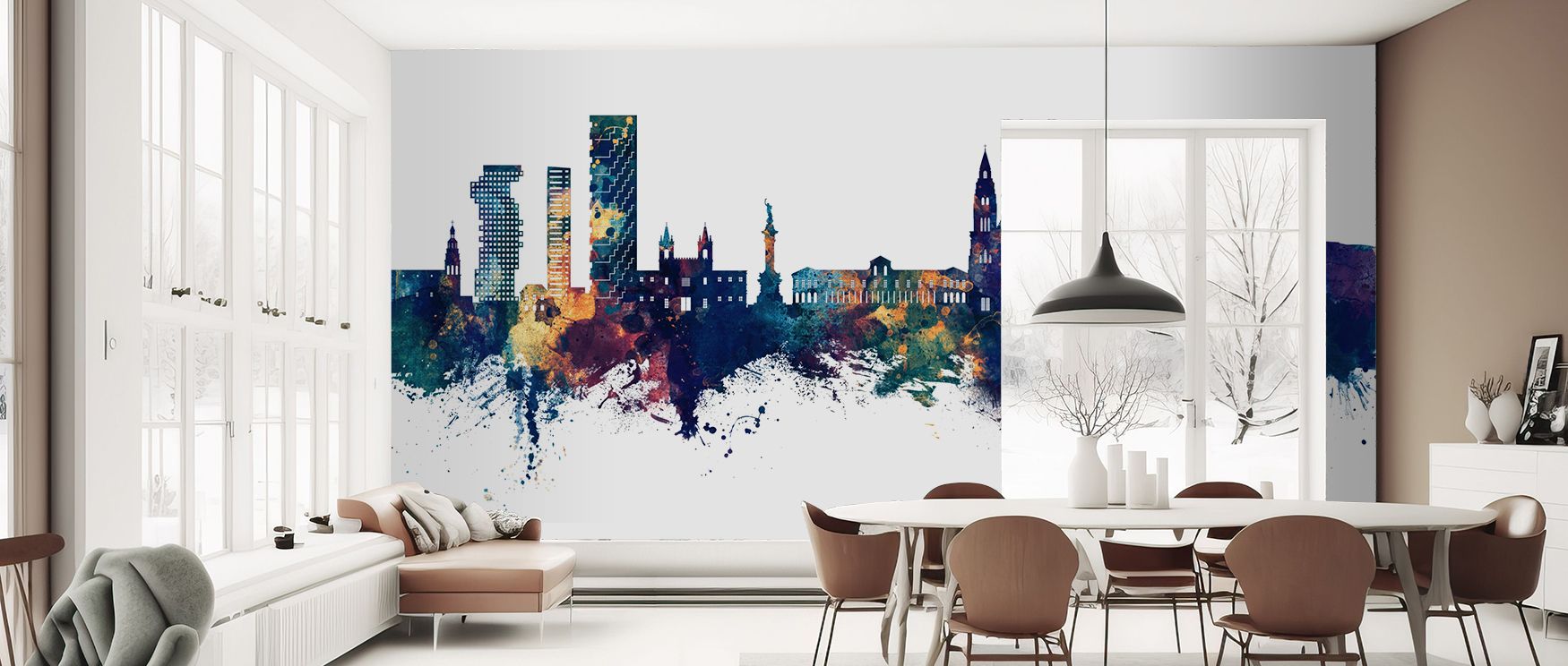 The Quito Ecuador Skyline Blue & Bronze Wallpaper brings cultural depth into interiors through vivid tone and layered contrast. Its skyline imagery feels immersive, enriching living rooms or offices with grandeur. Bronze warmth and blue coolness merge, en