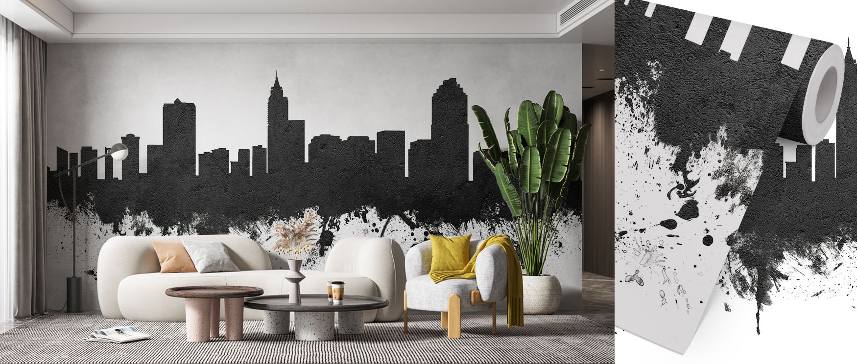 Heritage flows through the Raleigh North Carolina Skyline Black & White Wallpaper Mural, where spires, towers, and rooftops ascend in composure. Suggested for bedrooms or living rooms, it evokes quiet power with monochrome rhythm. Each line contributes to