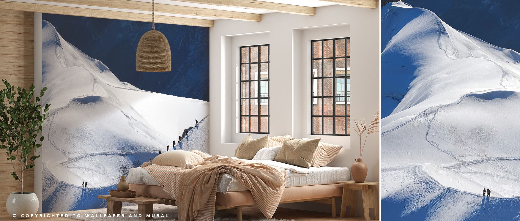 Randonnée Mont Blanc Wallpaper conveys alpine serenity, where peaks extend gracefully under soft tones. Living rooms or bedrooms gain atmosphere filled with calm strength. Layers of snow and rock suggest permanence, while skies above reflect quiet rhythm.