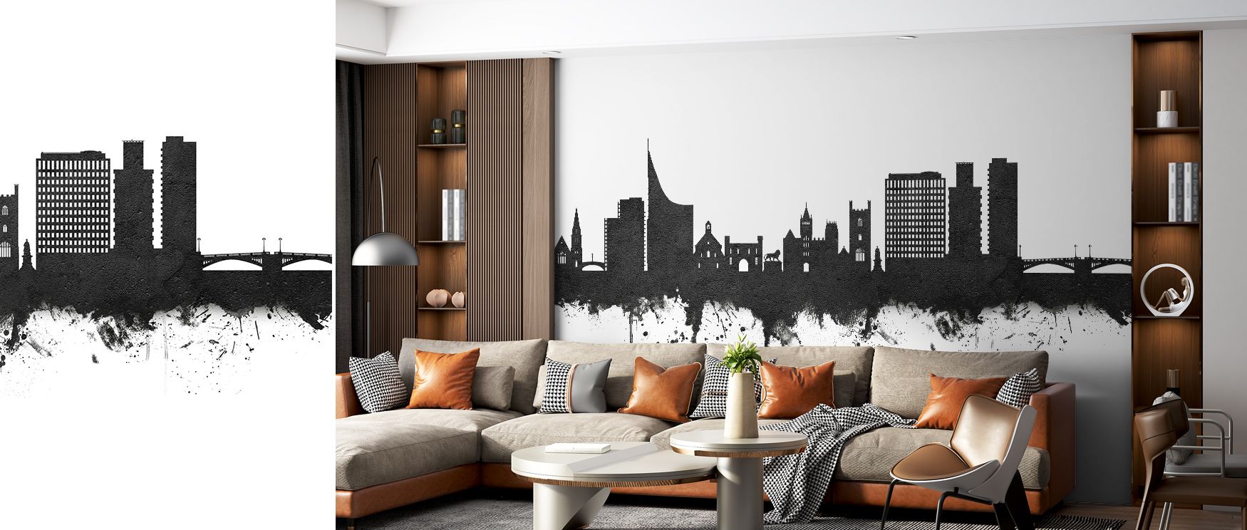 The Reading England Skyline Black & White Wallpaper enriches interiors with bold contrasts, where architectural silhouettes define elegance. Bedrooms or offices transform under its imagery, filled with cultural dignity. Its rhythm inspires reflection. 