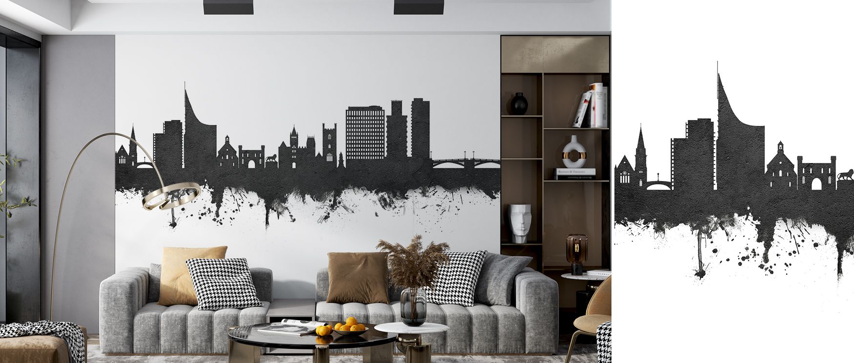In layered detail, the Reading England Skyline Black & White Wallpaper portrays rooftops and towers with timeless artistry. Living rooms or offices resonate with its heritage-inspired imagery. Each form contributes to atmosphere, blending strength with ba