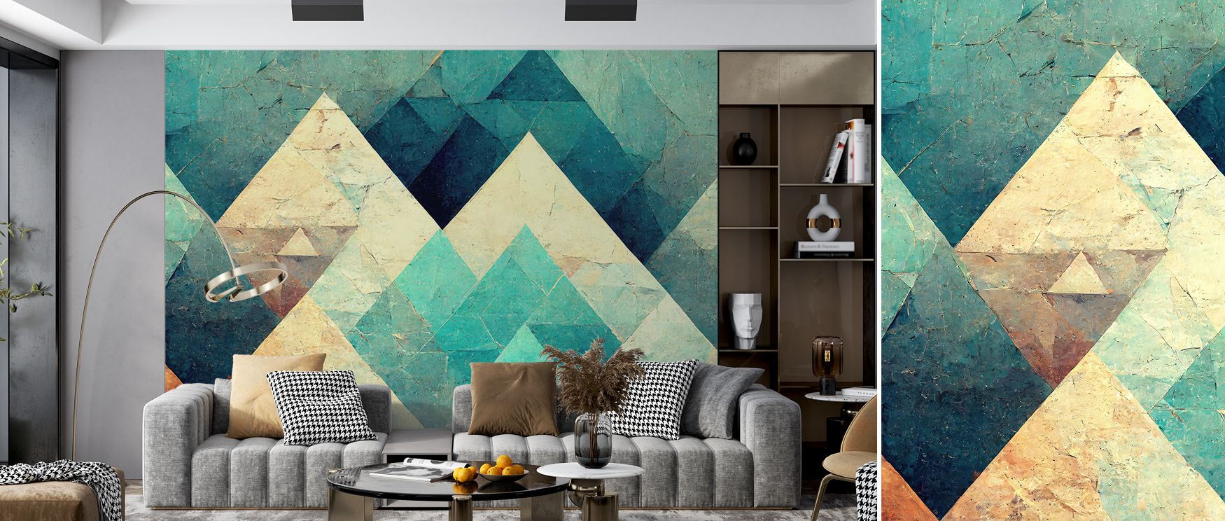 With flowing tones, the Reduced Mountains Turquoise Wallpaper reveals ridges layered in depth. Offices or bedrooms gain calm composure, enhanced by natural imagery. Its rhythm enriches spaces. 