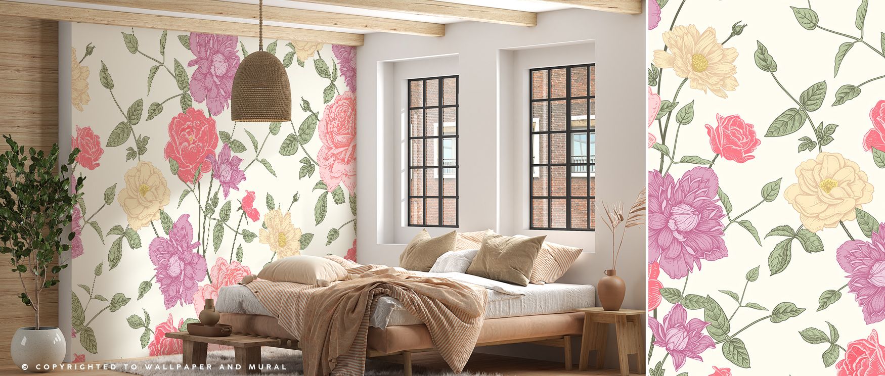Retro Clematis Wallpaper conveys vintage charm through blossoms layered in muted tones that sustain calm refinement. Its impression communicates floral grace, enriching interiors with inspiration. Bedrooms, offices, and living rooms benefit from its influ