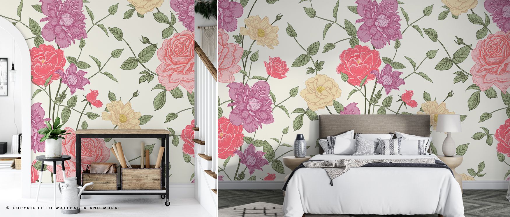 Retro Clematis Wallpaper reflects refinement through blossoms layered across muted palette. Its impression sustains calm beauty, enriching interiors with grace. Bedrooms, living rooms, and offices gain inspiration from its influence, which sustains creati