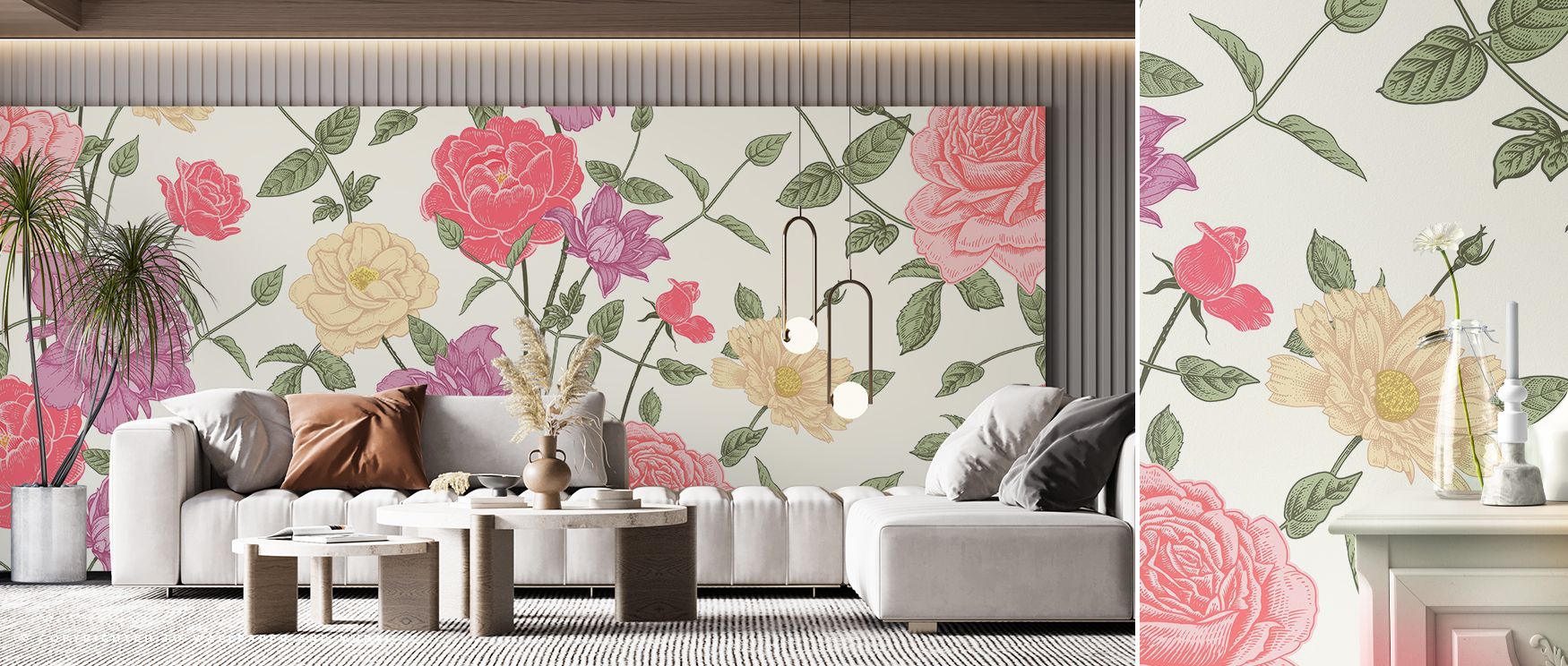Retro Clematis Wallpaper sustains refinement through blossoms layered across muted tones that convey vintage elegance. Its impression enriches interiors with floral charm, sustaining calm atmosphere. Bedrooms, living rooms, and offices gain inspiration fr