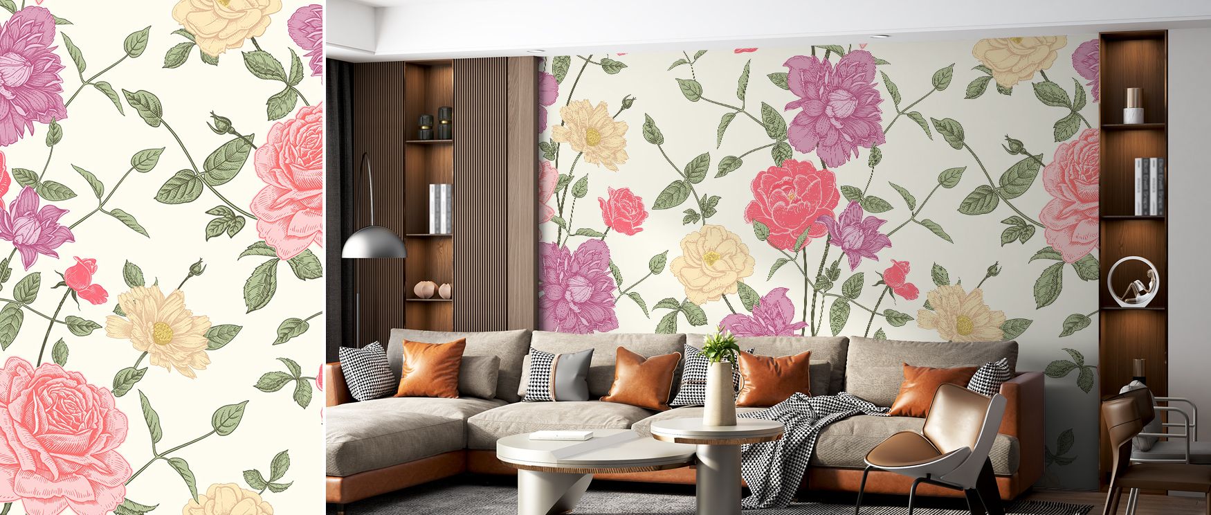 Retro Clematis Wallpaper communicates charm through blossoms layered delicately across muted palette. Its impression sustains calm refinement, enriching interiors with floral grace. Bedrooms, offices, and living rooms gain inspiration from its influence, 