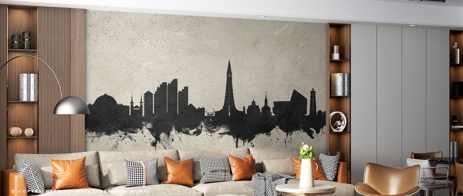 Subtle artistry defines Reykjavík Skyline Wallpaper, where muted tones and textured surfaces create calm atmosphere. Architectural motifs appear strong yet softened, suggesting endurance with elegance. This impression enriches interiors, grounding them in