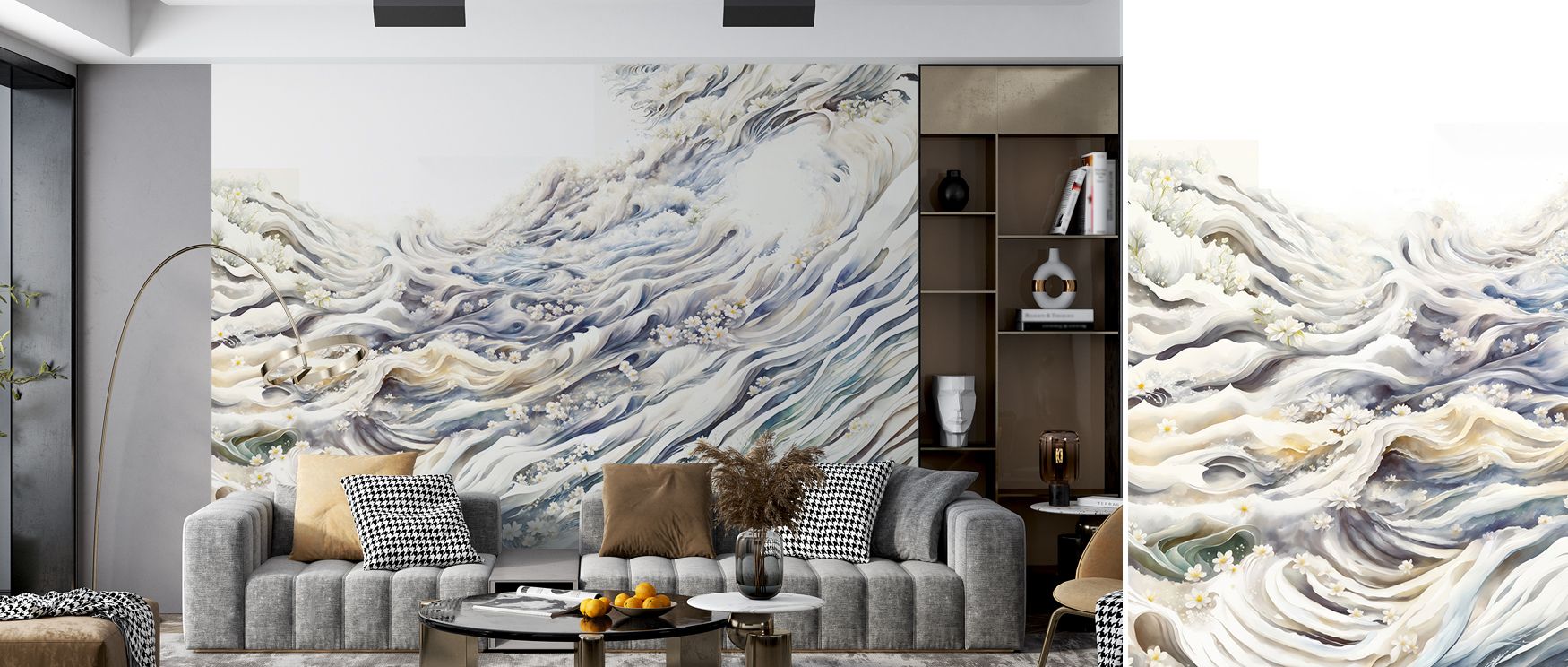 Romantic Waves Blue Yellow Wallpaper enriches interiors with motion, layering waves that suggest rhythm in blue and yellow tones. Its composition feels lively but controlled, offering atmosphere of balance and energy. This design adapts easily, suiting di