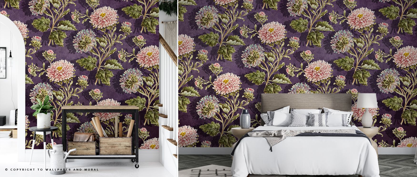 Royal Bouquet Wallpaper conveys delicacy and refinement through its floral composition that stretches across muted backgrounds. Each motif communicates calm beauty, adding atmosphere that feels immersive and serene. The design adapts across décor styles, 