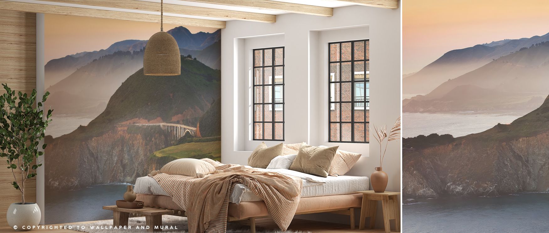 Rugged Coastal of Big Sur Wallpaper conveys natural artistry through rugged cliffs and ocean tones layered in harmony. Its composition reflects strength and serenity, enriching interiors with calm vitality. The palette sustains balance, allowing integrati