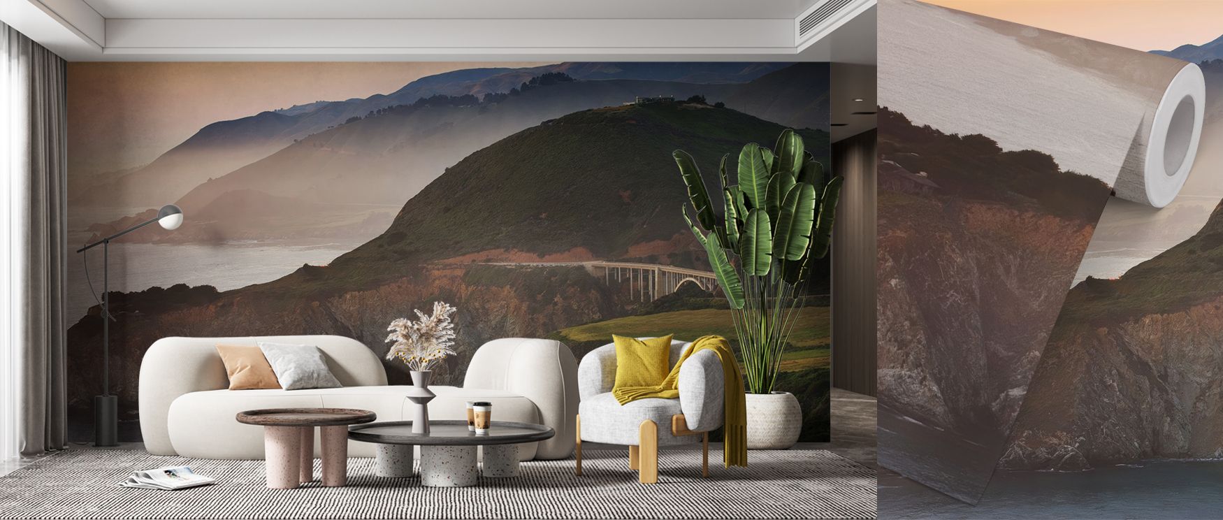 Rugged Coastal of Big Sur Wallpaper communicates beauty of California’s shoreline through layered motifs that balance cliffs and ocean. Its impression sustains calm elegance while conveying vitality. The palette ensures adaptability, making interiors vers