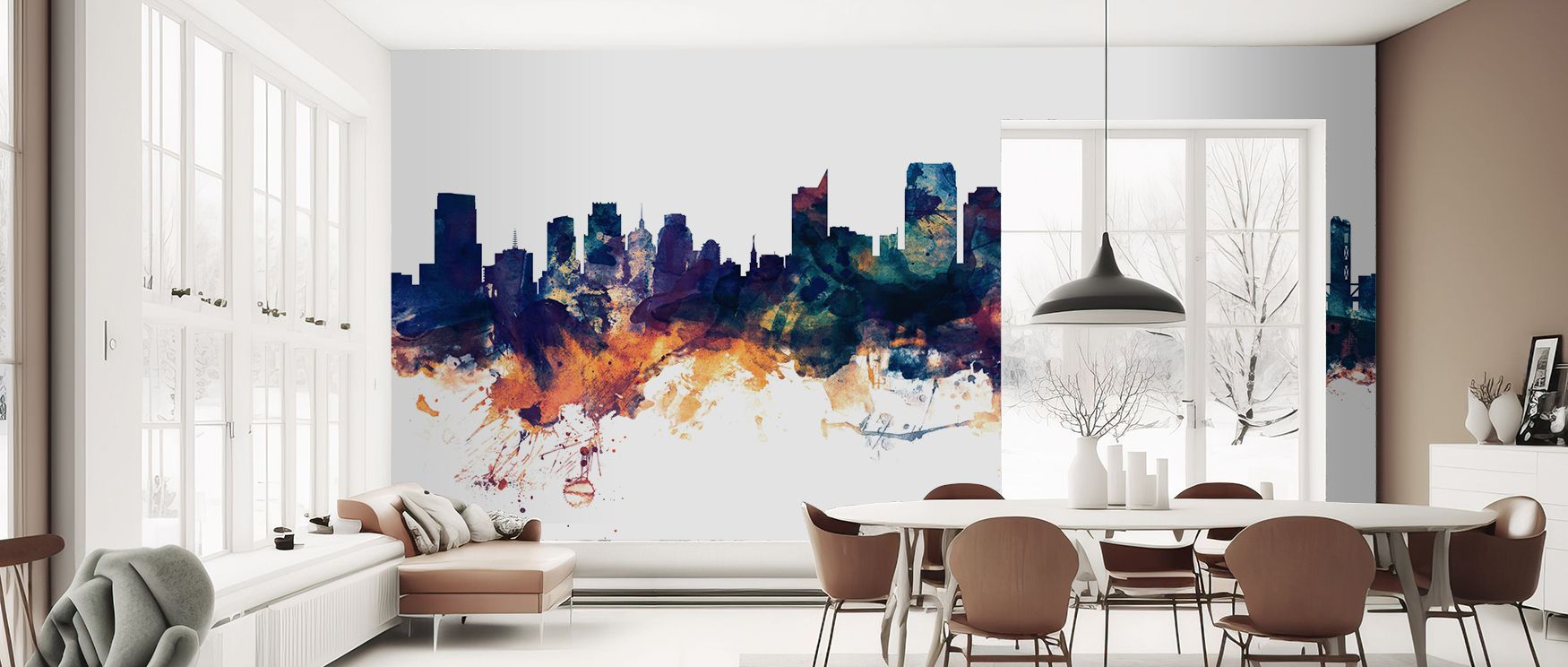 Sacramento Skyline Wallpaper reveals timeless refinement through bronze and blue layered across skyline motifs. Its impression enriches interiors with sophistication while sustaining calm. This design adapts seamlessly, ensuring versatility across varied 
