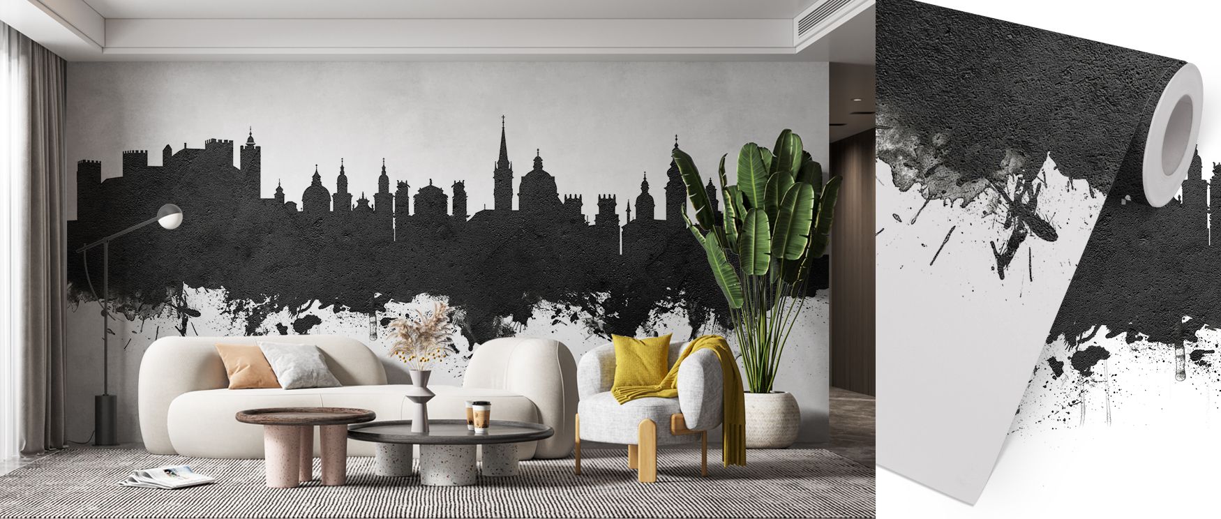 Salzburg Skyline Wallpaper reflects cultural resonance through black and white skyline rendered with restraint. Its impression communicates heritage while remaining adaptable. The palette provides calm balance, enriching interiors naturally. Bedrooms, off