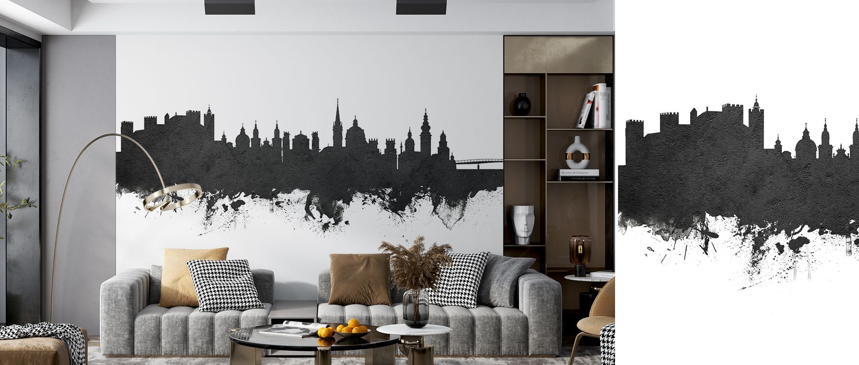 Salzburg Skyline Wallpaper conveys timeless artistry through muted palette of black and white contrasts. Its impression feels calm and sophisticated, enriching interiors naturally. The design adapts seamlessly across varied styles, sustaining refinement. 
