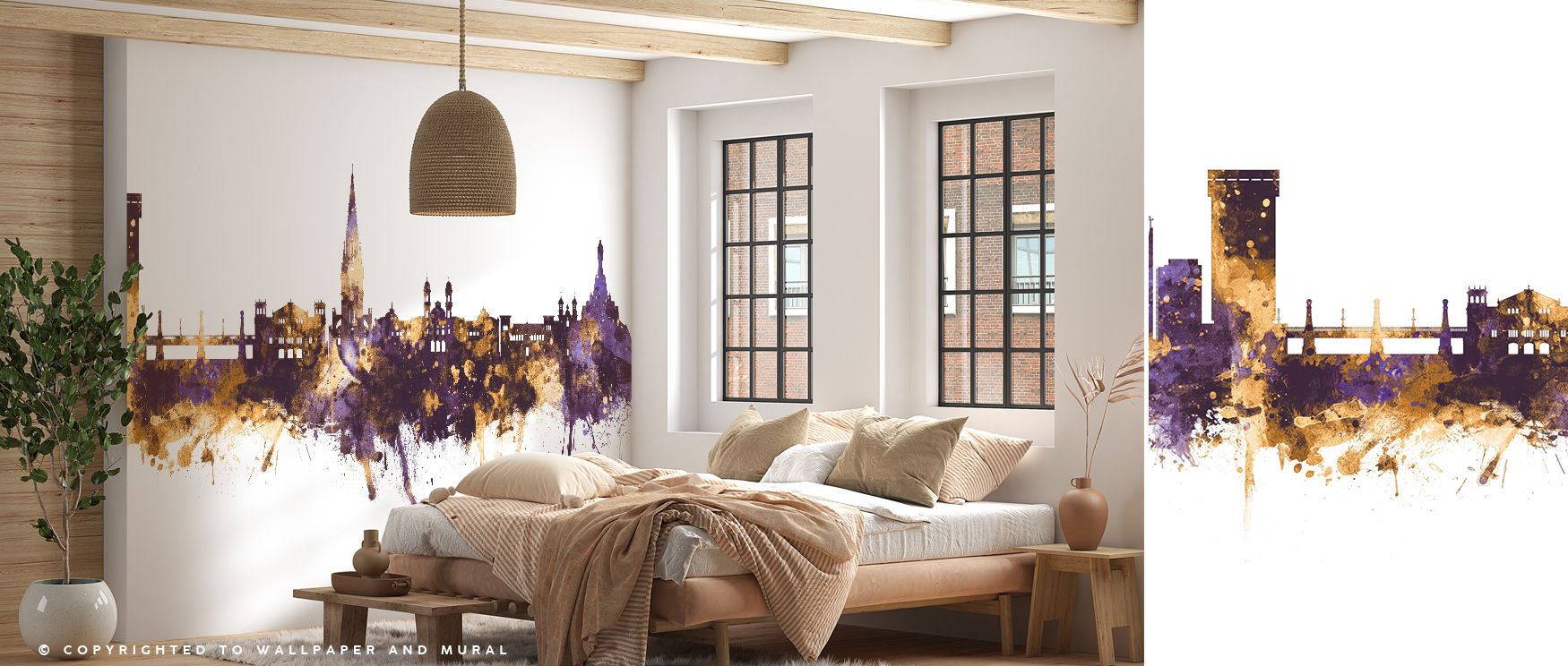 San Sebastian Skyline Wallpaper reveals cultural refinement through purple and gold tones layered across skyline. Its impression sustains sophistication, enriching interiors with calm presence. Bedrooms, offices, and living rooms benefit from its influenc
