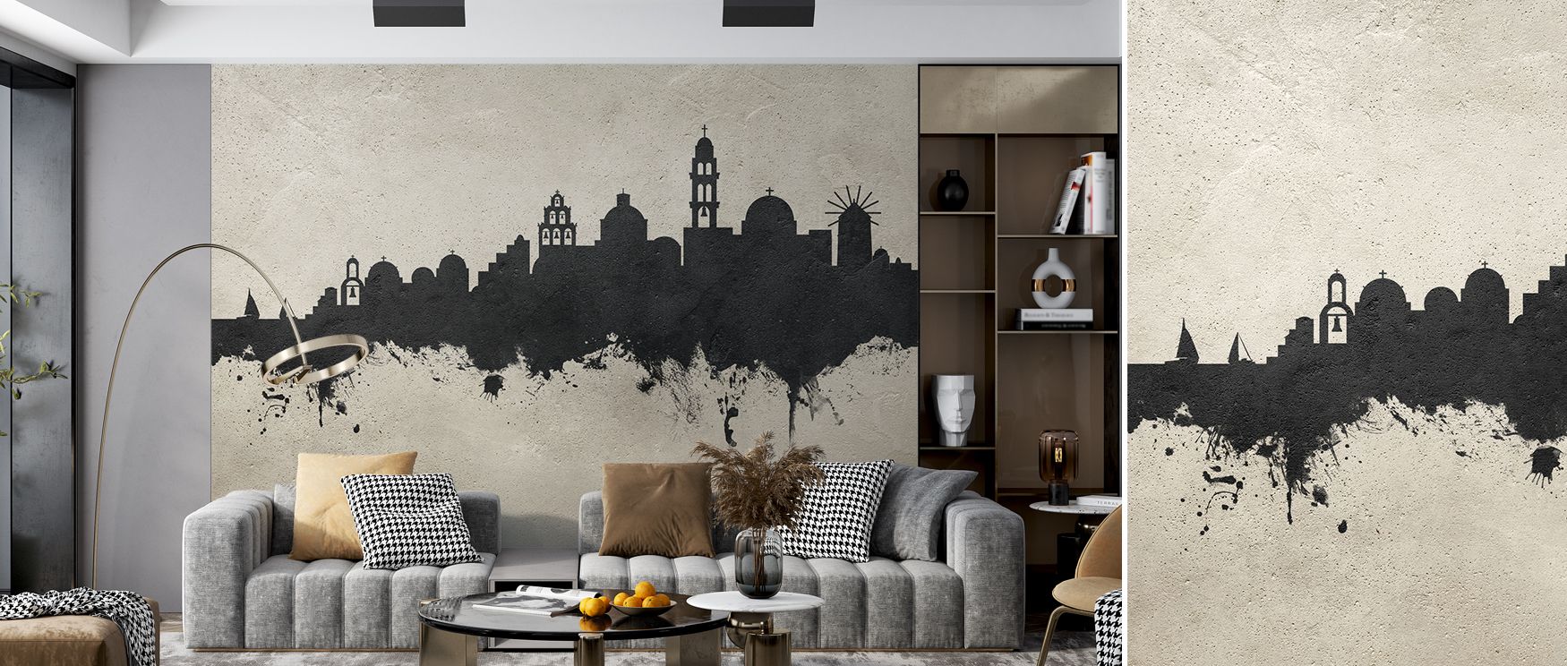 Santorini Skyline Concrete Wallpaper enhances interiors with silhouettes layered across textured palette. Its impression sustains calm resonance, enriching environments with refinement. Bedrooms, offices, and living rooms gain inspiration from its influen