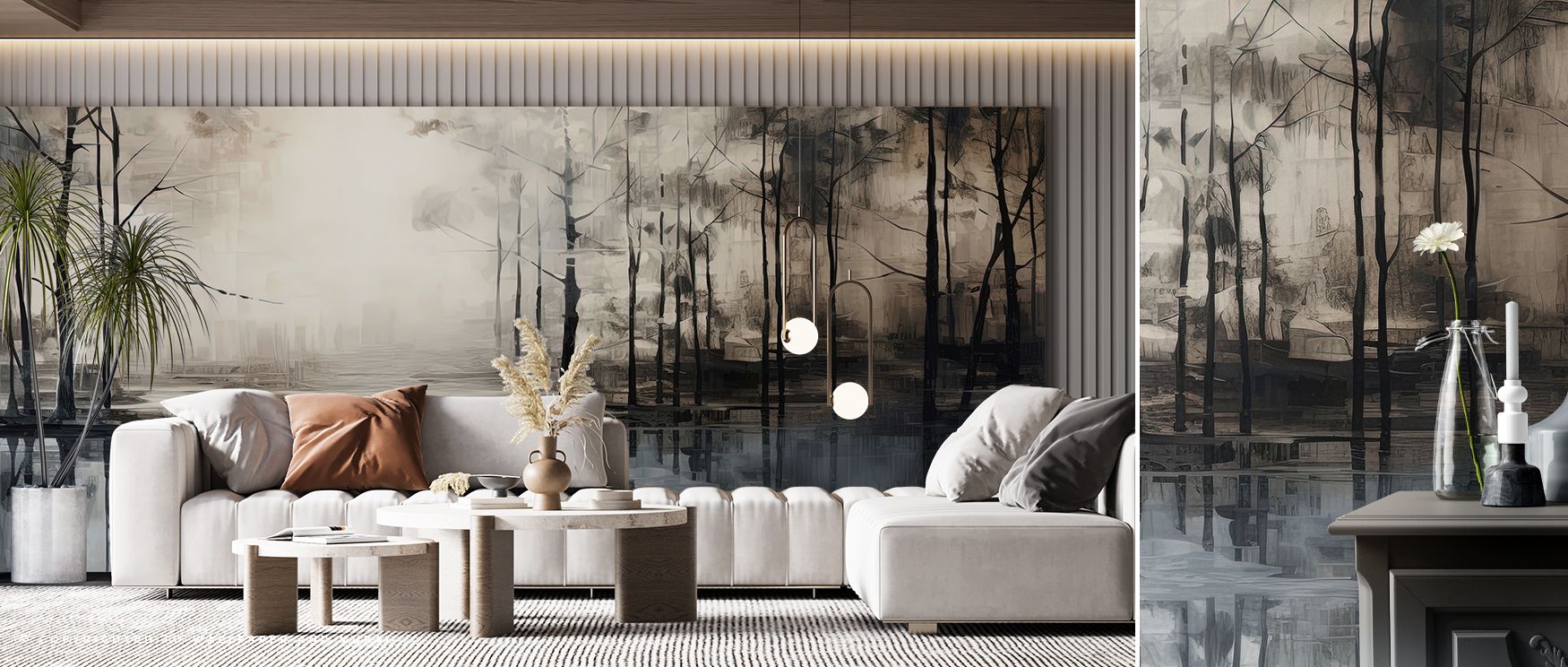 Scenic Evening Lake Wallpaper communicates serenity through reflective waters depicted in muted tones. Its impression sustains calm refinement, enriching interiors naturally. Bedrooms, living rooms, and offices all benefit from its influence, which sustai