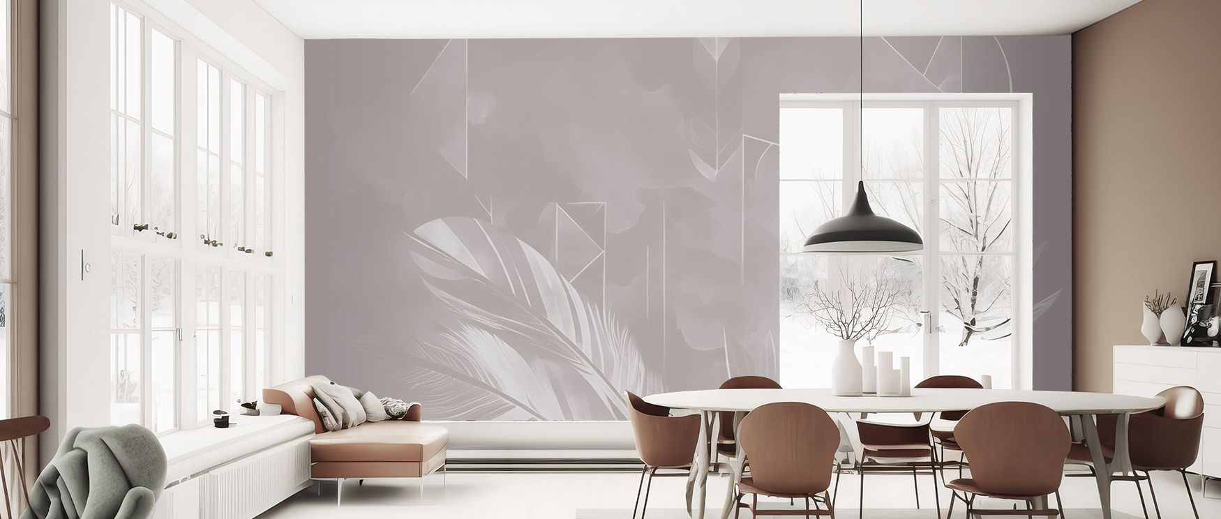 Solid Feather Geometry Warm Wallpaper sustains refinement through geometric artistry layered delicately in muted palette. Its impression conveys calm resonance, enriching interiors naturally. Bedrooms, offices, and living rooms benefit from its influence,