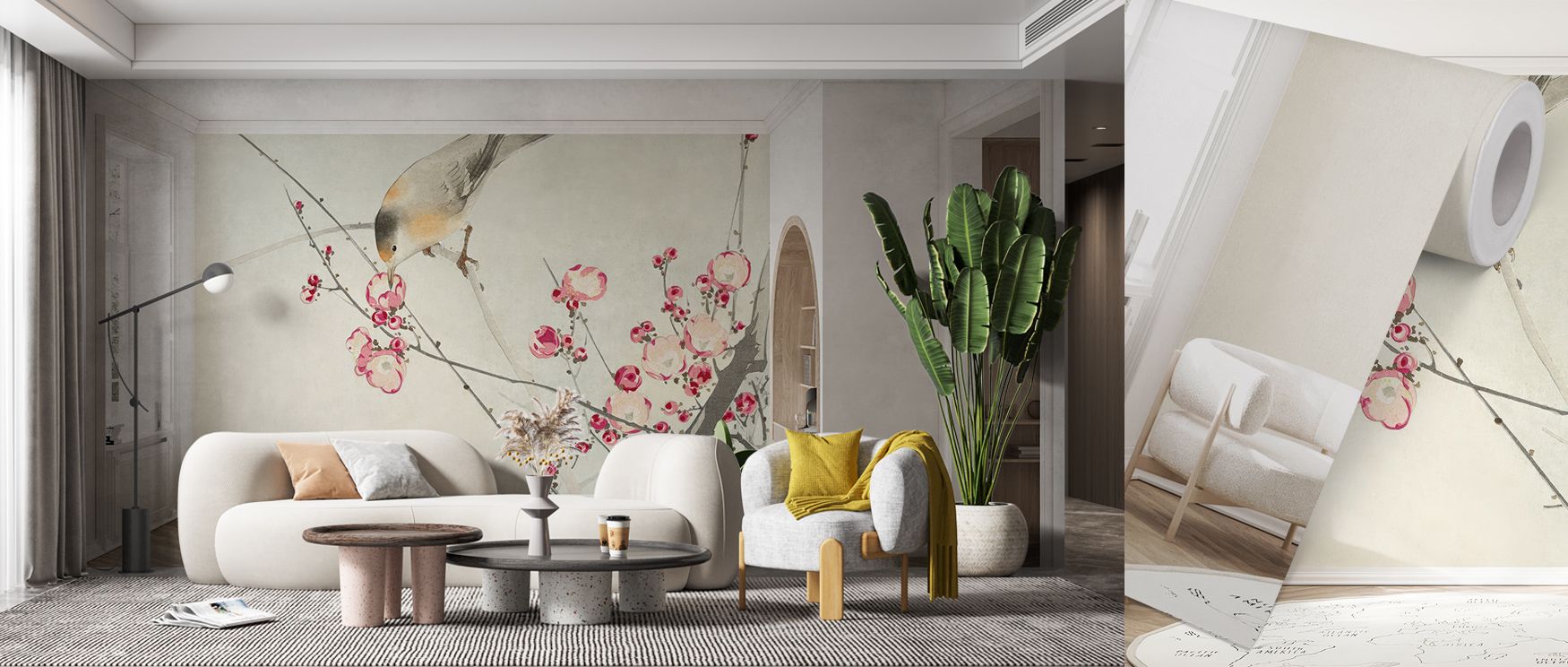 Songbird on Blossom Branch Wallpaper sustains refinement through perched birds layered delicately with blossoms. Its impression conveys calm resonance, enriching interiors naturally. Bedrooms, offices, and living rooms gain inspiration from its influence,