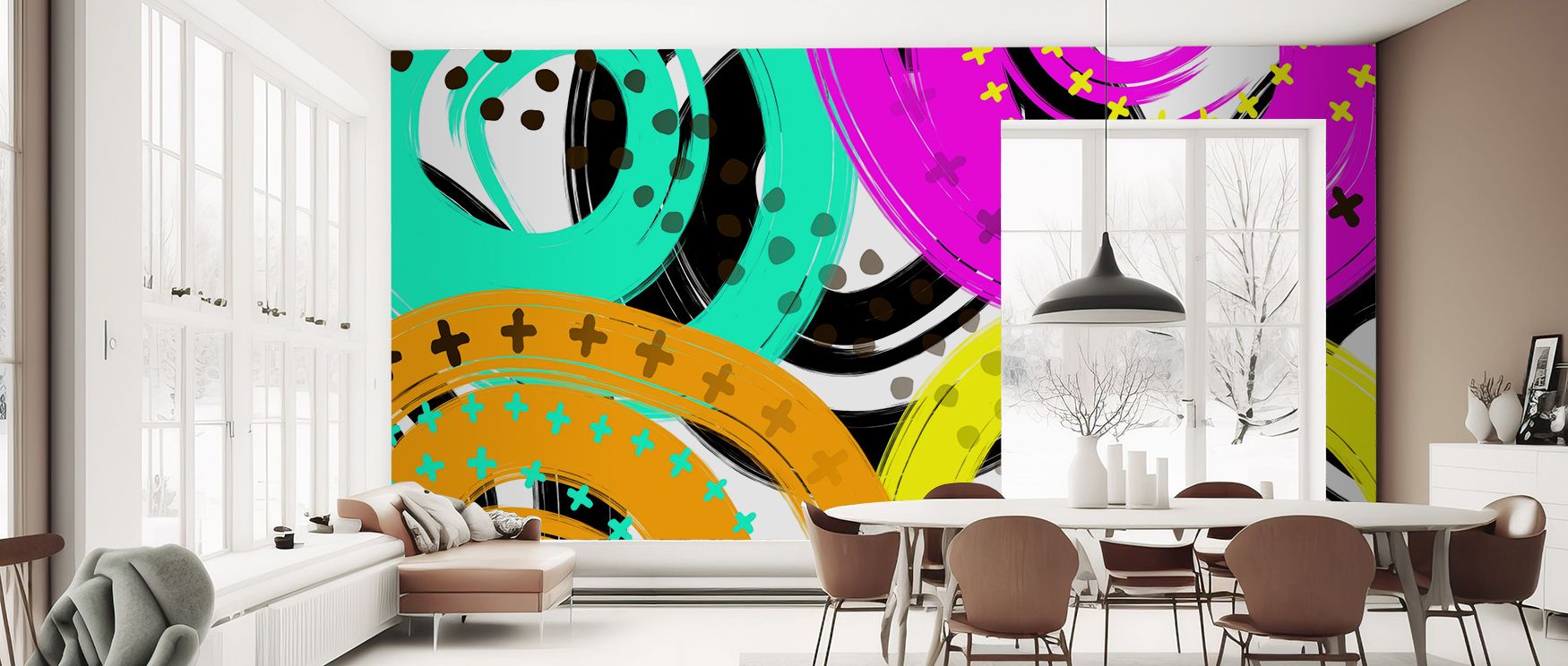 Converging wheels in the Spinning Wheels Wallpaper evoke motion and balance, blending metallic artistry with structure, transforming bedrooms or offices into bold and inspiring spaces.