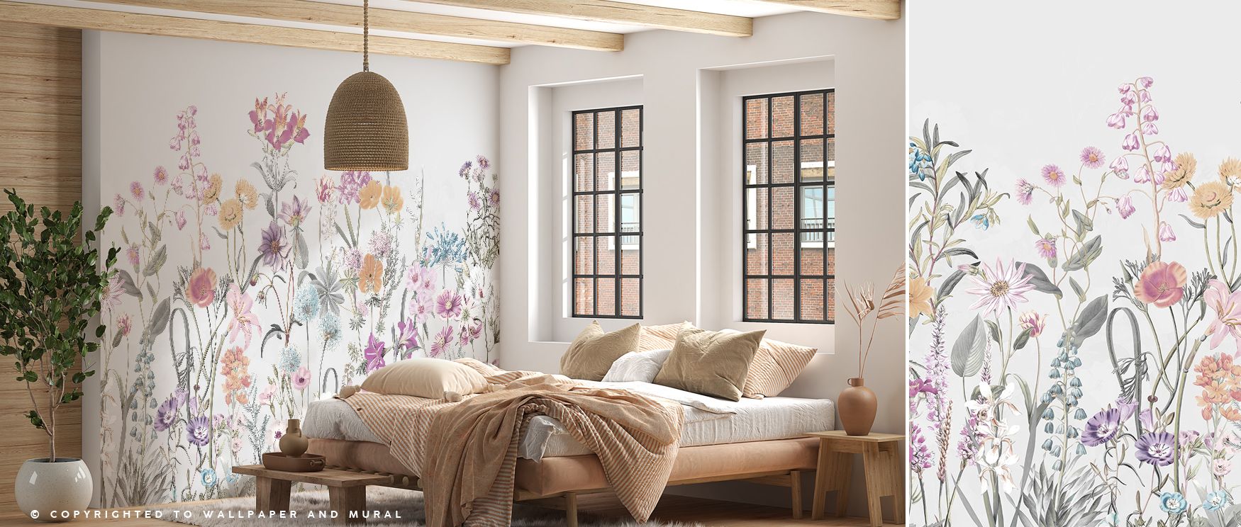 Layers of softness define Spring Flowers in Grey Wallpaper as blossoms expand across muted surfaces, lending subtle rhythm to rooms filled with balance and calm, turning bedrooms, offices, or living rooms into havens where floral imagery creates quiet bea