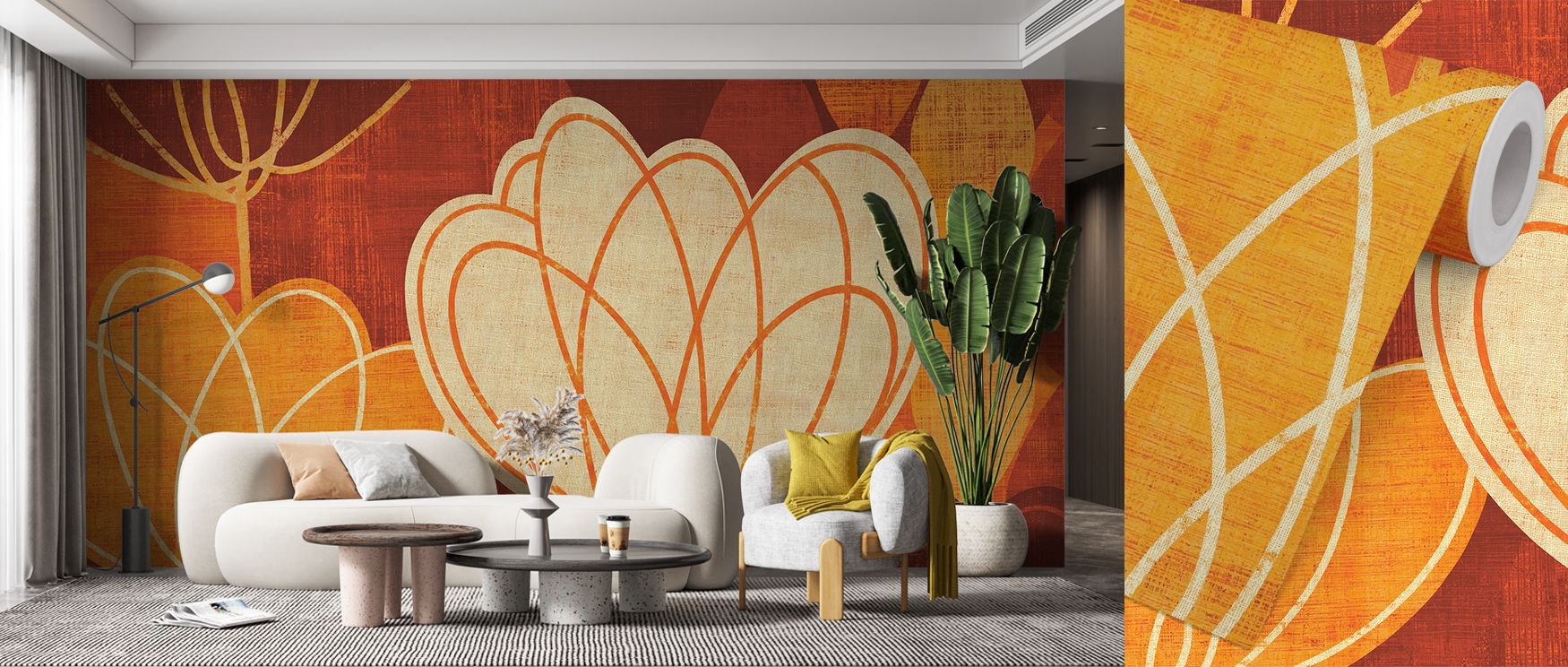 Spring Tulips Warm Wallpaper presents blossoms with petals flowing in warm detail, producing surfaces of comfort that transform bedrooms, offices, or living rooms into places where floral imagery enriches atmosphere with balance and natural refinement. 