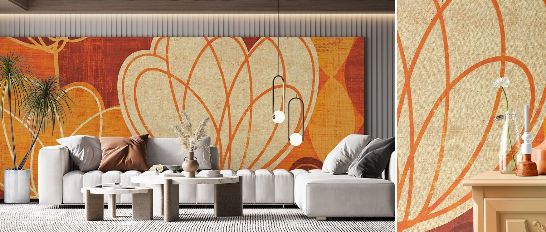 Surfaces gain depth with Spring Tulips Warm Wallpaper as blossoms in warm tones scatter gently, creating visual rhythm that fills interiors with floral calmness, shaping living rooms, bedrooms, or offices into spaces of serenity enriched with elegance. 