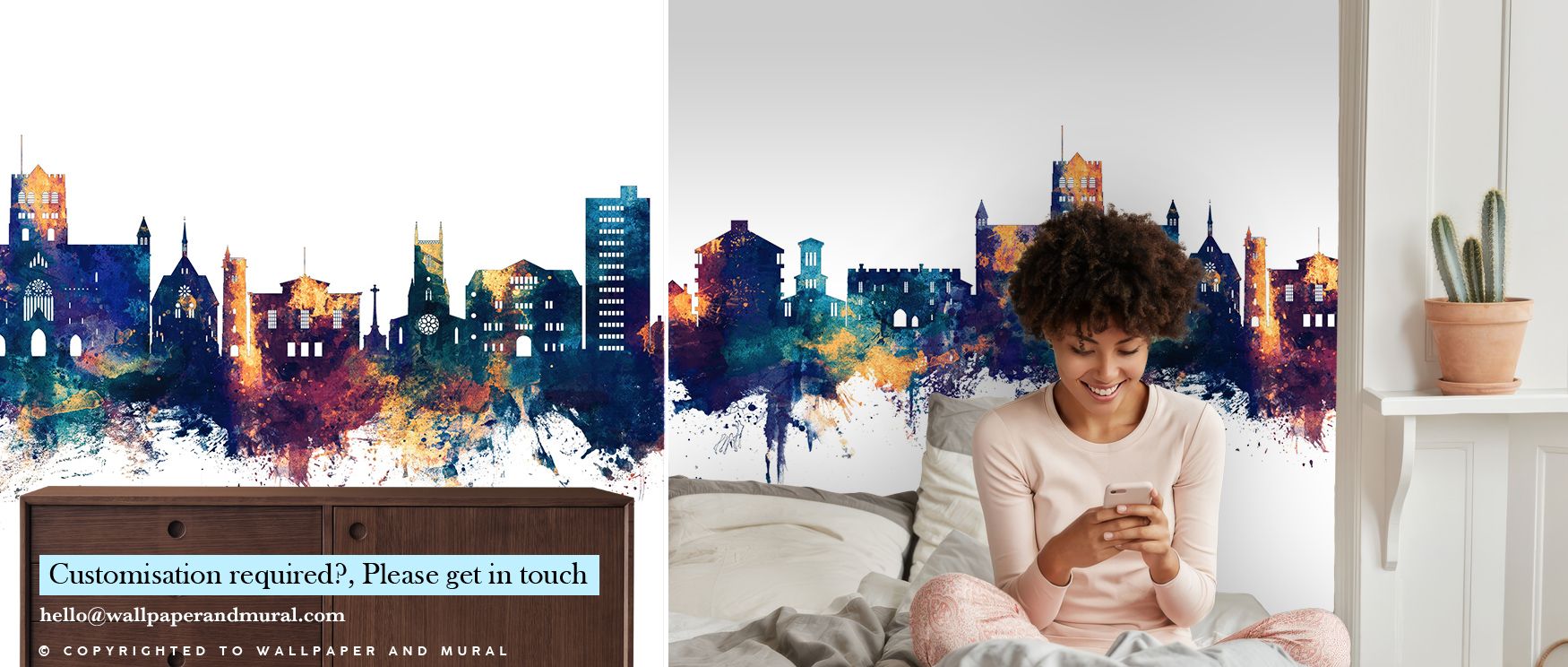 Heritage is captured in St Albans Skyline Wallpaper as city structures are rendered with clarity in rich bronze tones against blue depth, producing imagery that refines interiors like offices, bedrooms, or living rooms with cultural elegance and modern de