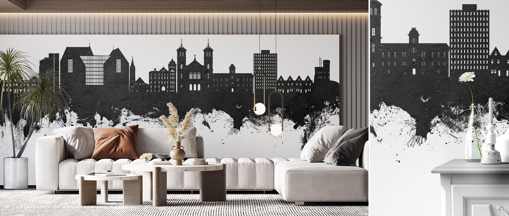 The artistry of St John’s Skyline Wallpaper lies in its contrasts, where black meets white to create balance and depth, producing interiors like offices, bedrooms, or living rooms that embody timeless Canadian heritage and decorative elegance. 