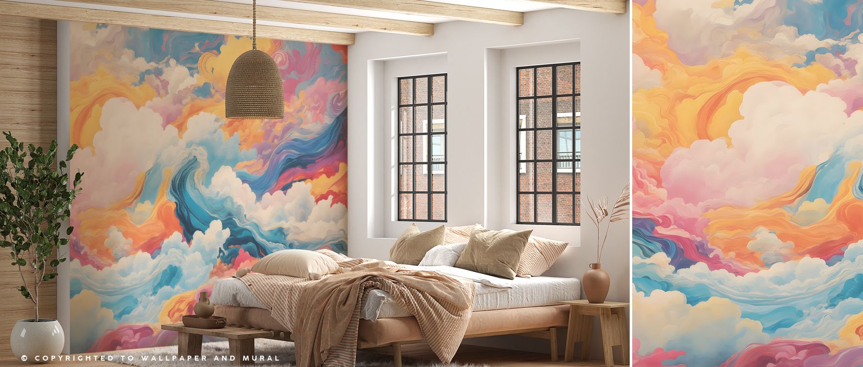 The imagery within Stairway to Heaven Wallpaper creates depth through stairway forms that ascend gracefully, producing atmosphere of peace and elegance, offering bedrooms, offices, or living rooms walls that feel both spiritual and artistically modern. 