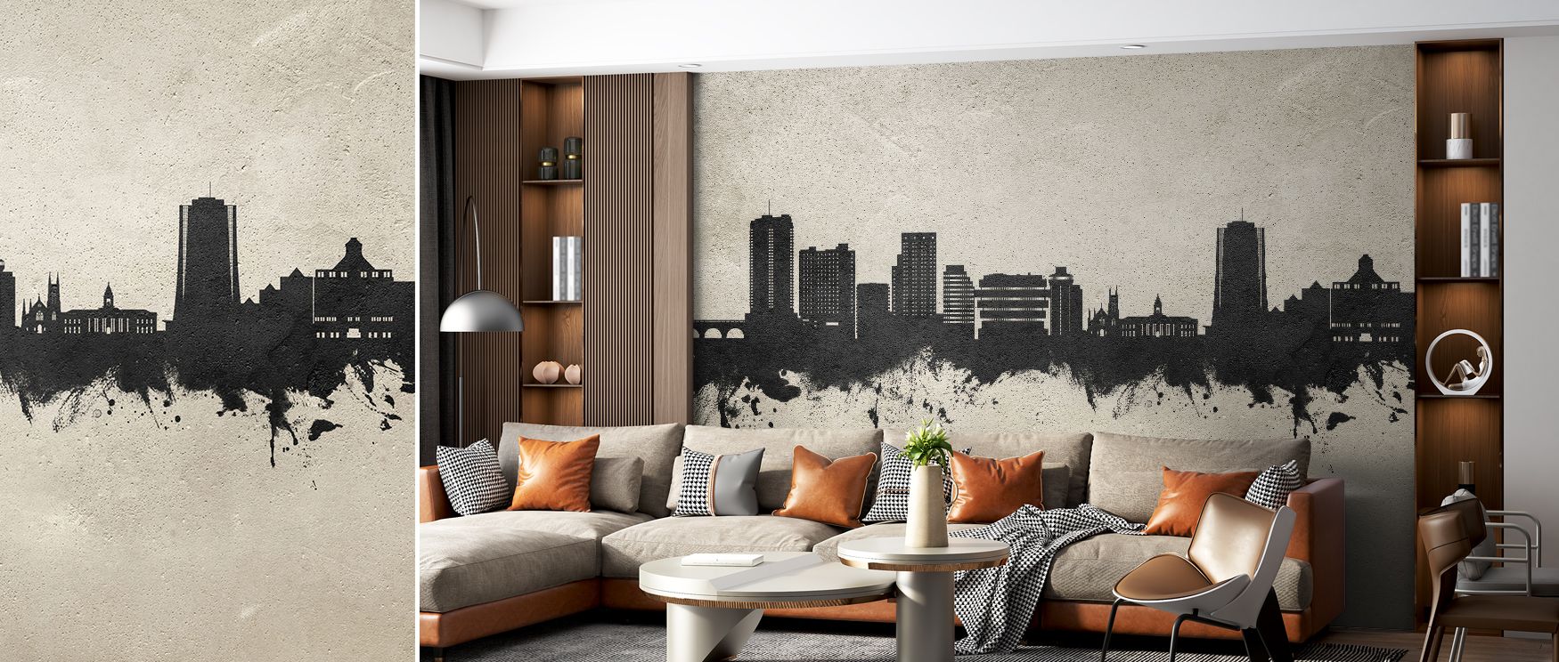 Heritage is captured in Stamford Connecticut Skyline Wallpaper as silhouettes emerge through textured imagery, creating atmosphere of cultural charm, shaping offices, bedrooms, or living rooms into interiors enriched with decorative refinement. 