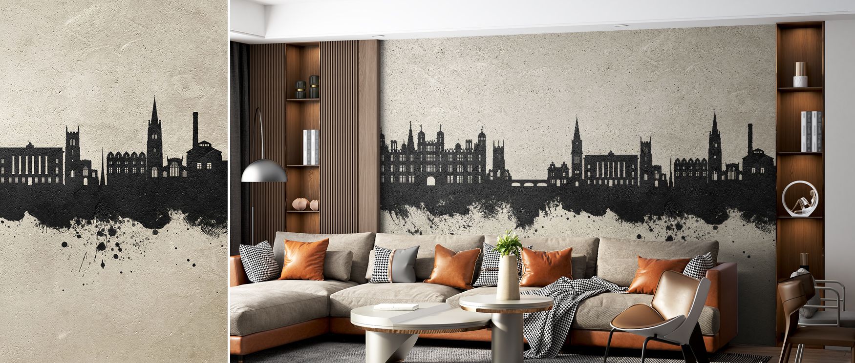The balance within Stamford England Skyline Concrete Wallpaper comes from its textured tones that highlight heritage, producing atmosphere that enriches bedrooms, offices, or living rooms with decorative elegance and historical refinement. 