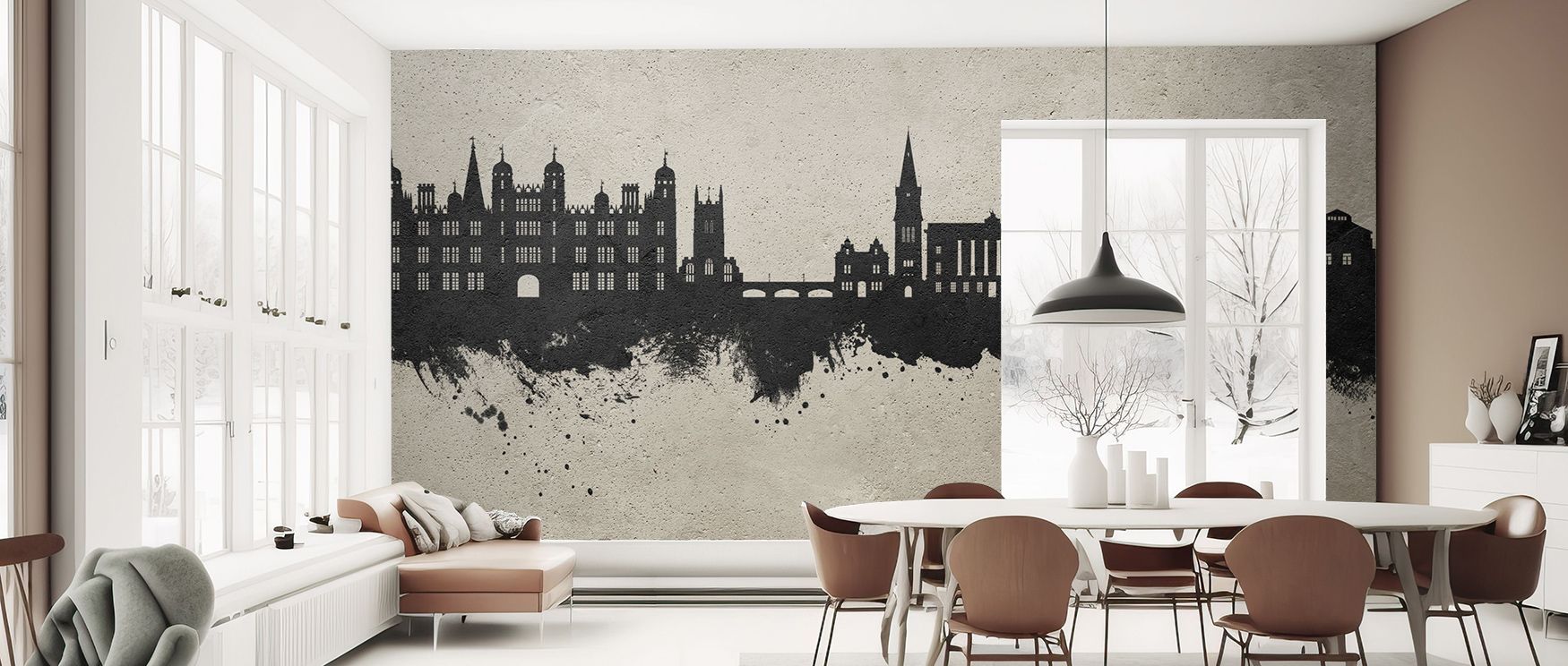 The imagery of Stamford England Skyline Concrete Wallpaper translates landmarks into decorative rhythm that enriches interiors, shaping offices, bedrooms, or living rooms into refined spaces filled with historical resonance and cultural elegance.