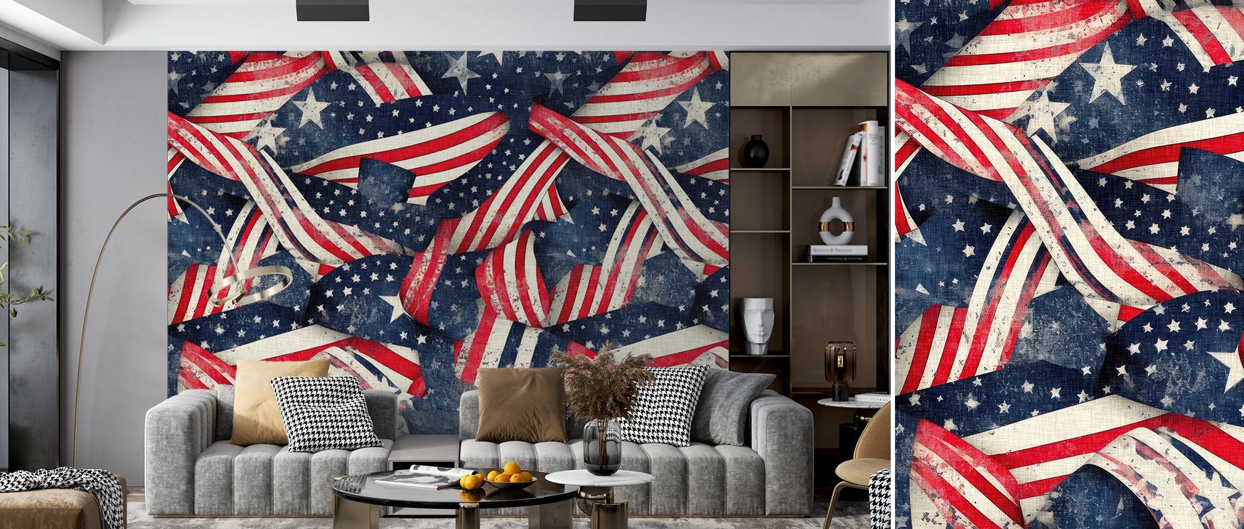 Within Stars & Stripes Wallpaper, imagery flows in dynamic balance, turning surfaces into expressions of cultural charm, creating interiors like offices, bedrooms, or living rooms enriched with timeless patriotic decorative rhythm.