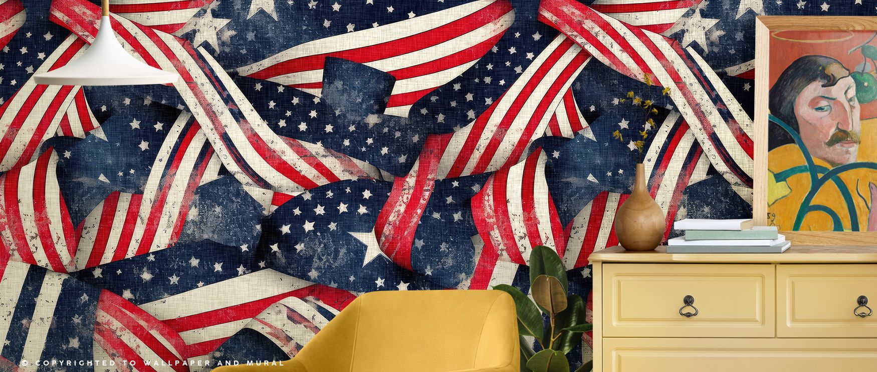 Stars & Stripes Wallpaper reflects symbolic strength through layered patterns, producing atmosphere of vibrancy that shapes bedrooms, offices, or living rooms with decorative presence filled with patriotic artistry. 