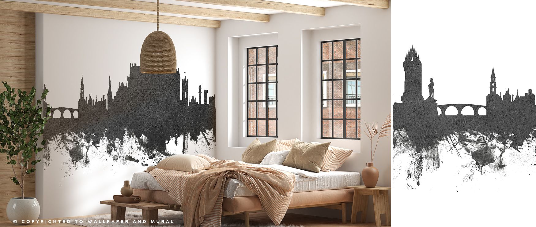 The imagery of Stirling Skyline Black & White Wallpaper carries strength through monochrome rhythm, shaping interiors into spaces enriched with cultural heritage, enhancing bedrooms, offices, or living rooms with historical decorative artistry. 
