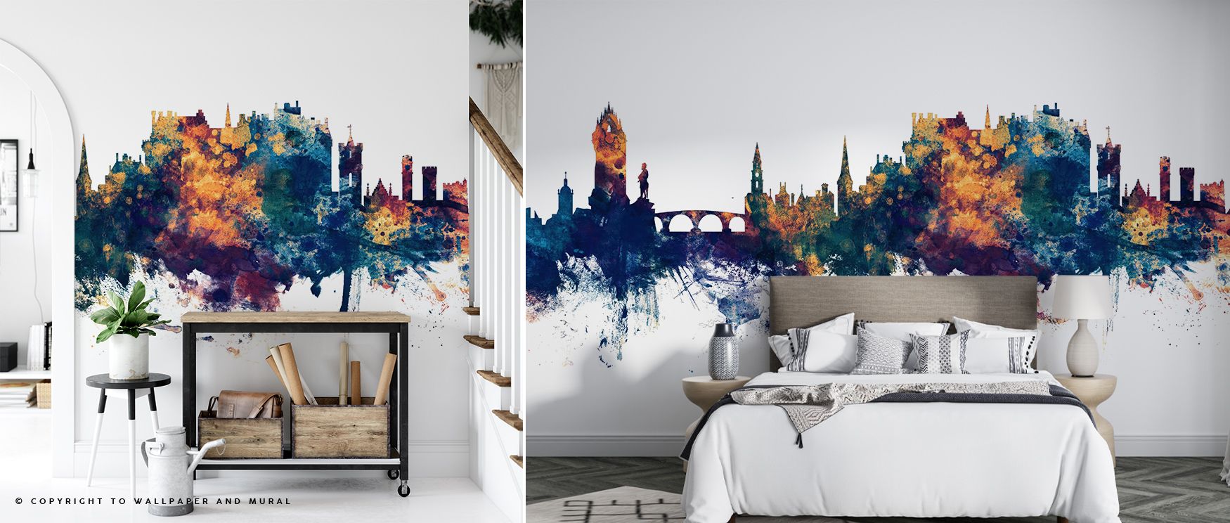 Stirling Skyline Blue & Bronze Wallpaper translates heritage into luminous rhythm, where architecture emerges in layered tones, producing atmosphere of balance that enriches bedrooms, offices, or living rooms with sophistication and artistry. 